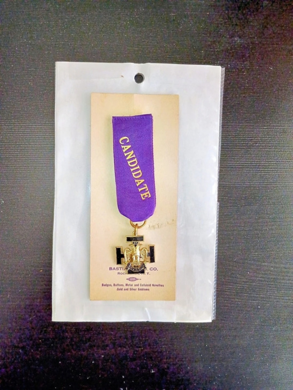 Scottish Rite 32nd Degree Jewel - Wings Down (Purple Ribbon)